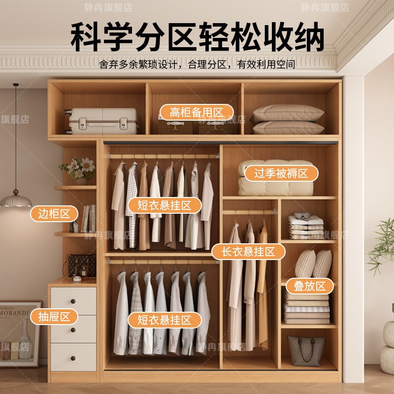 衣柜家用卧室小户型出租房用2025年新款小户型推拉门儿童衣橱柜子