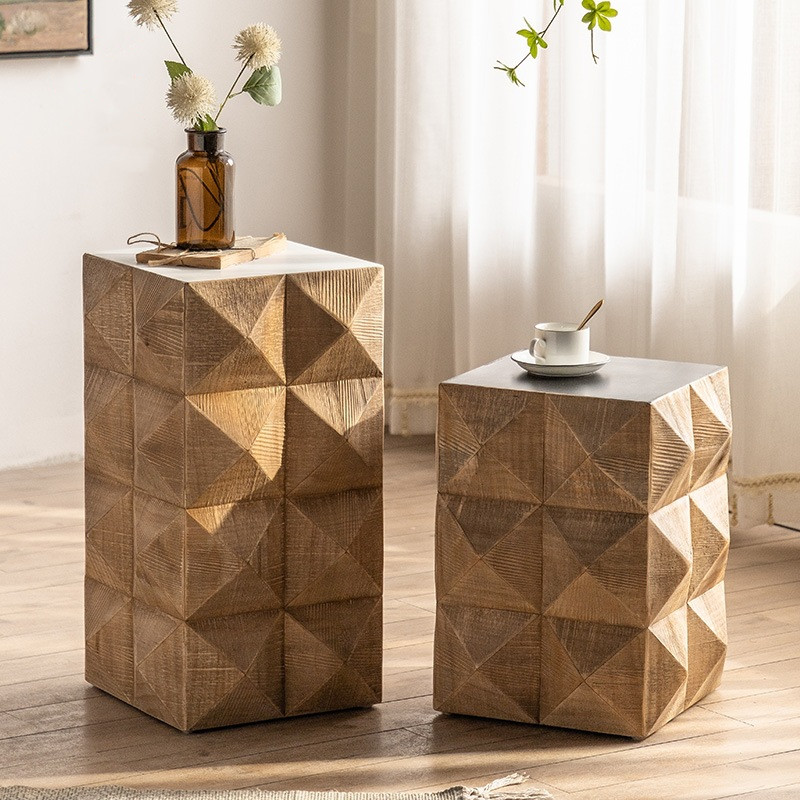 复古实木小茶几民宿做旧客厅餐厅沙发边角几个性卧室床头方桌