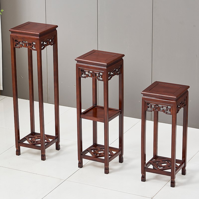 实木花架苏作高档现代盆景架木制多层客厅植物架中式室内花几