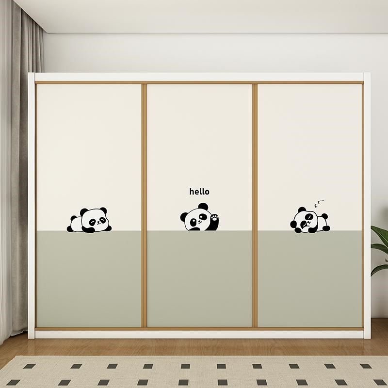 门纸卧室房门改造玻璃门翻新卡通熊猫画儿童房自粘,家居饰品,门贴,淘宝优惠券,粉丝福利购,淘宝优惠卷