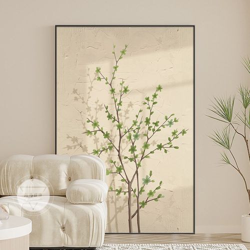 现代简约绿植客厅沙发装饰画落地画玄关走廊过道墙壁画奶油风挂画