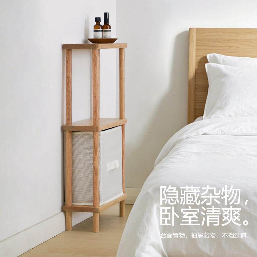 实木室床边极窄收纳柜布卧艺抽式屉储物柜小户型夹缝落置PEN角物