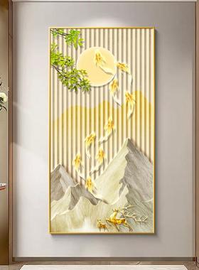 鱼图轻奢金山入户玄关装EON饰走廊过画挂画壁道简约现代高画级感