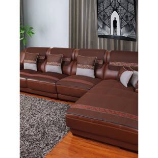 欧式沙发垫冬防滑真沙坐垫皮1+2+3客发厅组合布20181026艺季沙发