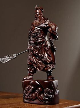 实黑檀木雕JH342关公摆件木大厅号武财神像家居客装饰红木开业艺