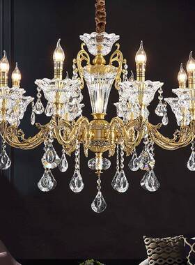晶KKD欧式全铜客厅吊灯纯奢奢华大气简欧饭厅铜轻水别墅卧室灯具