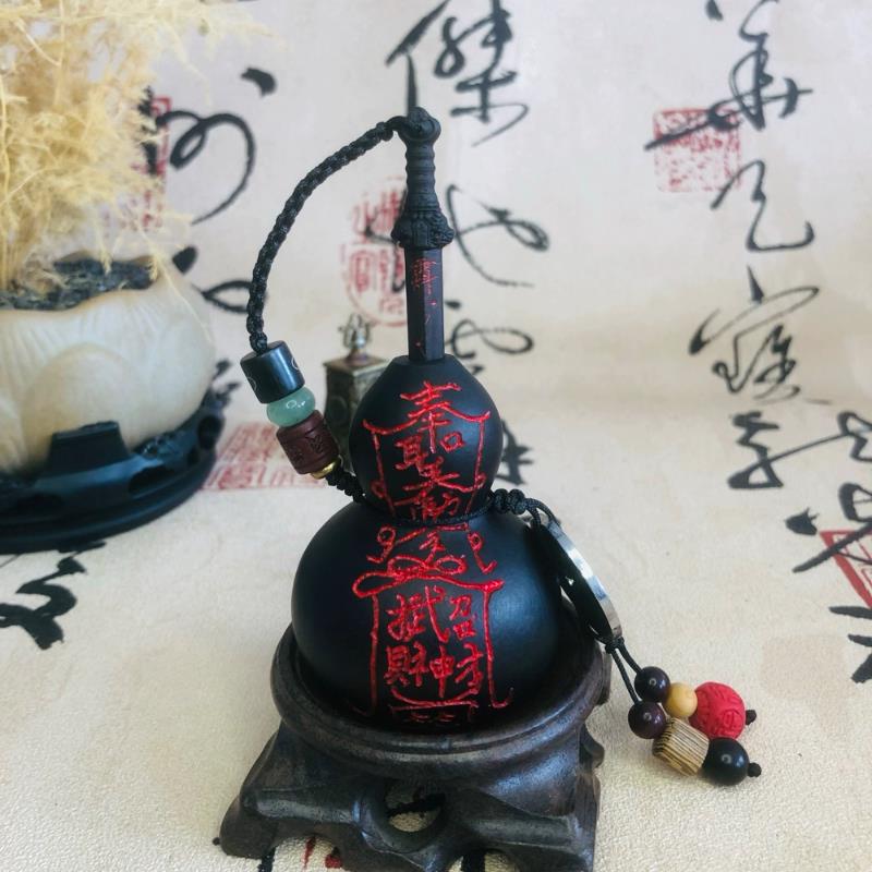 养定剑葫芦手雕刻制招财桃符财GOL神符工搭配木剑葫芦开口手把件