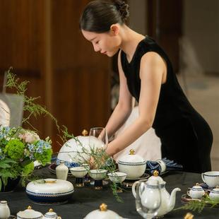 高端玲酒店摆台1人位餐具装人高档餐具套装私会套所包厢景德镇青