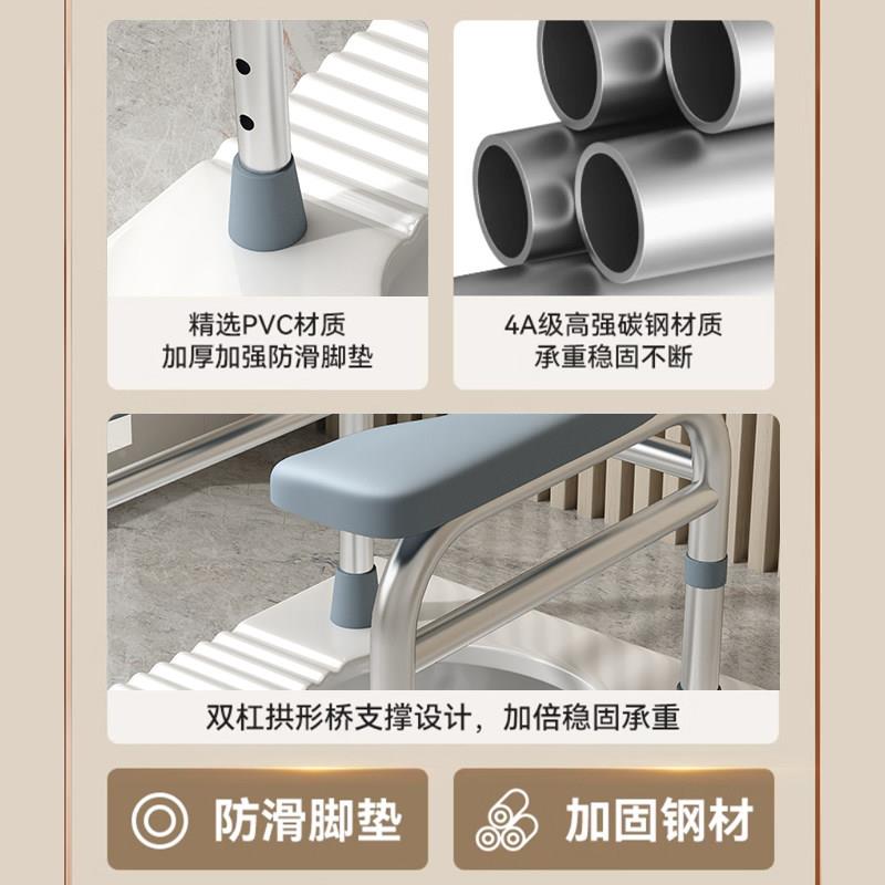 孕妇坐动便老人移可携式坐便器马桶椅不锈钢所凳厕坐便凳家用扶手
