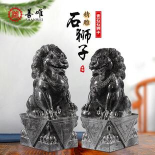 房汉白石玉IMJ山精雕小石狮子一对看门家用庭院司大门口雕摆公件