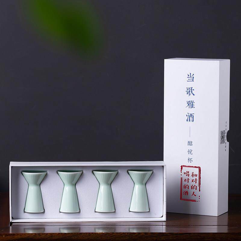 色景德镇陶瓷小酒杯一口白创意酒盅家具用覆B0002古中式杯白酒杯