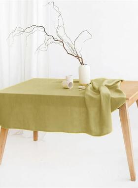 ins风现代简方约文茶艺纯色亚麻餐桌布几布素OYU色台布长形定桌布