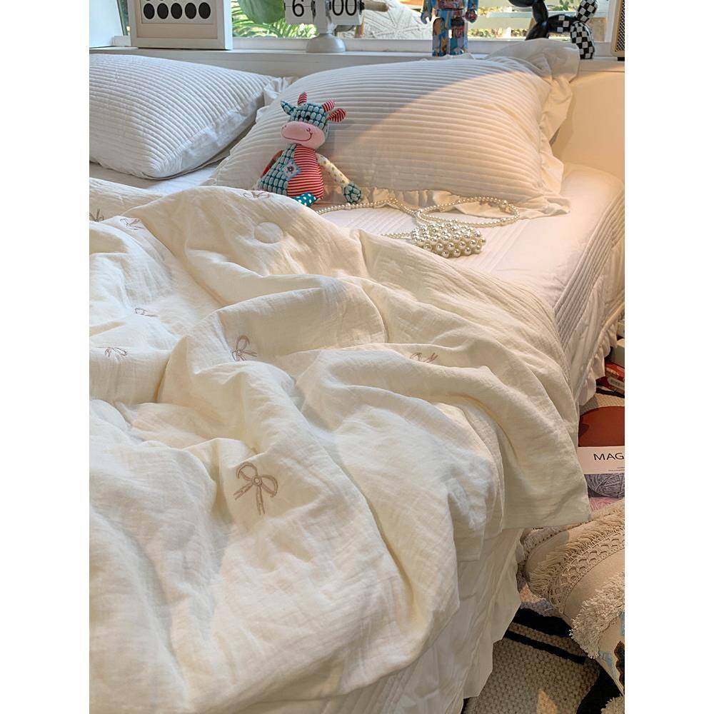 A母ETS婴级类夏薄被子全棉空调被可水季洗机洗双层夏被夏纱凉被婴