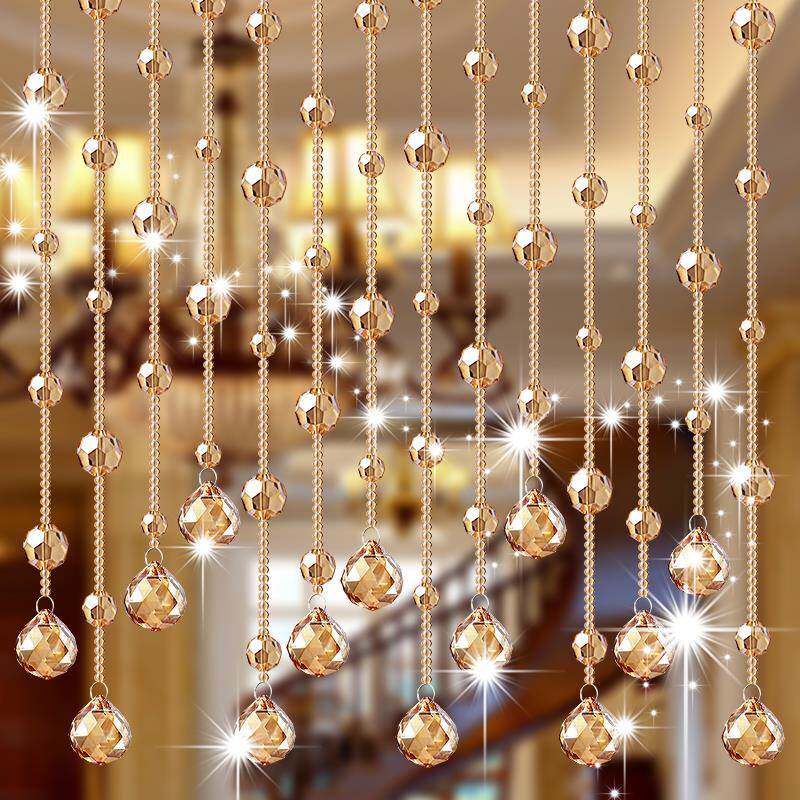 晶珠帘门ZL001水帘断帘过道厕遮挡中式门帘隔高级感主卧免打孔化