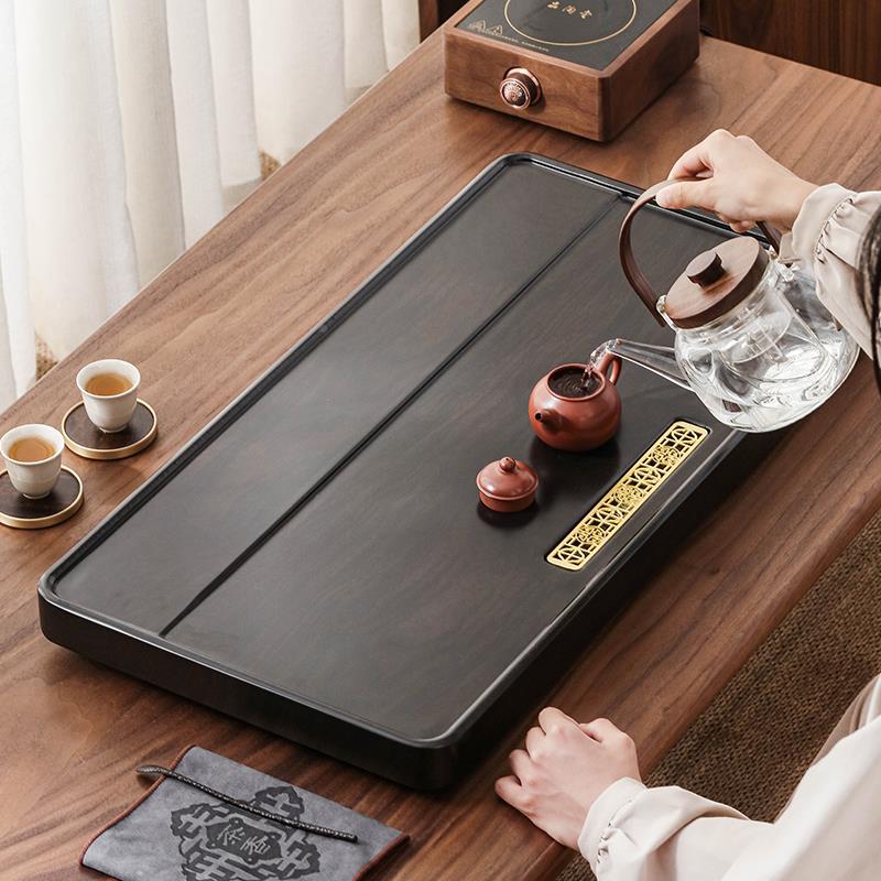 茶具茶盘排用水式家仿简约夫茶托新功款实木黑檀整块套装tb0901小