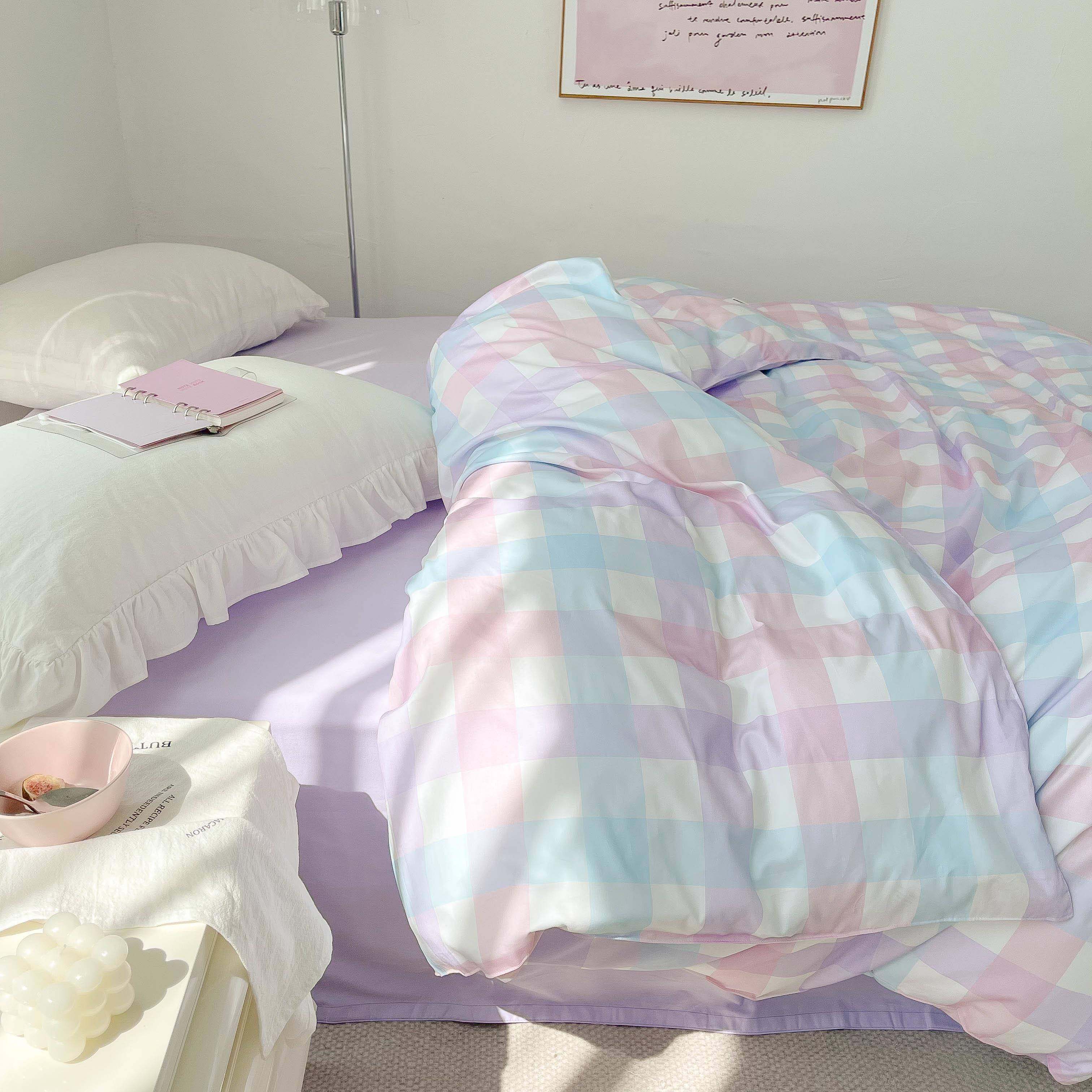 格子秘密｜舒服全棉套JK清新少女格子件被子被芯罩 单可BDF被的定