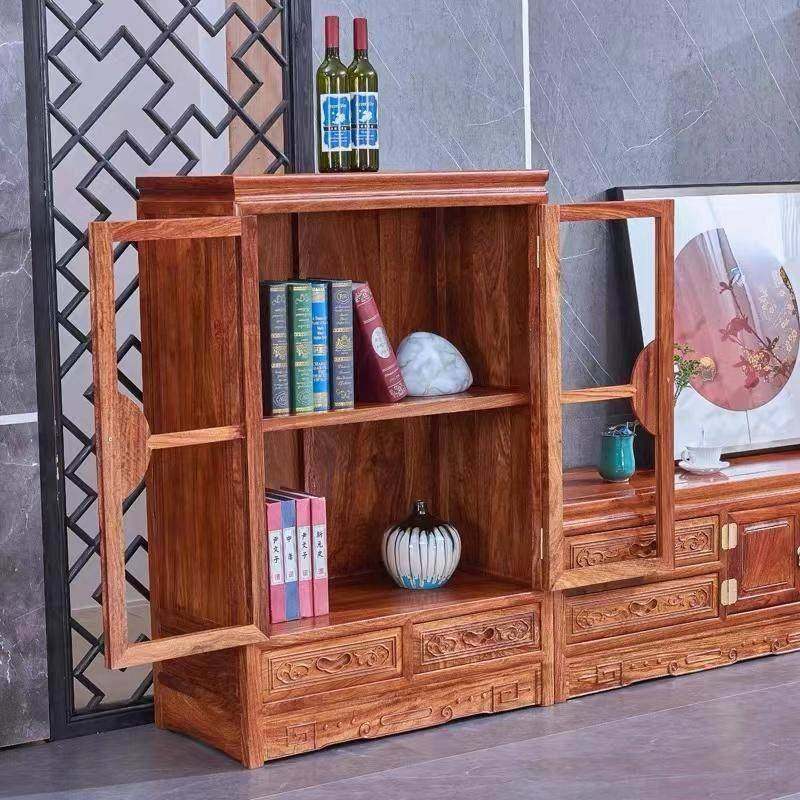 红木木家俱刺猬紫檀三组合电视柜花梨木背墙高电视柜中低柜式实地