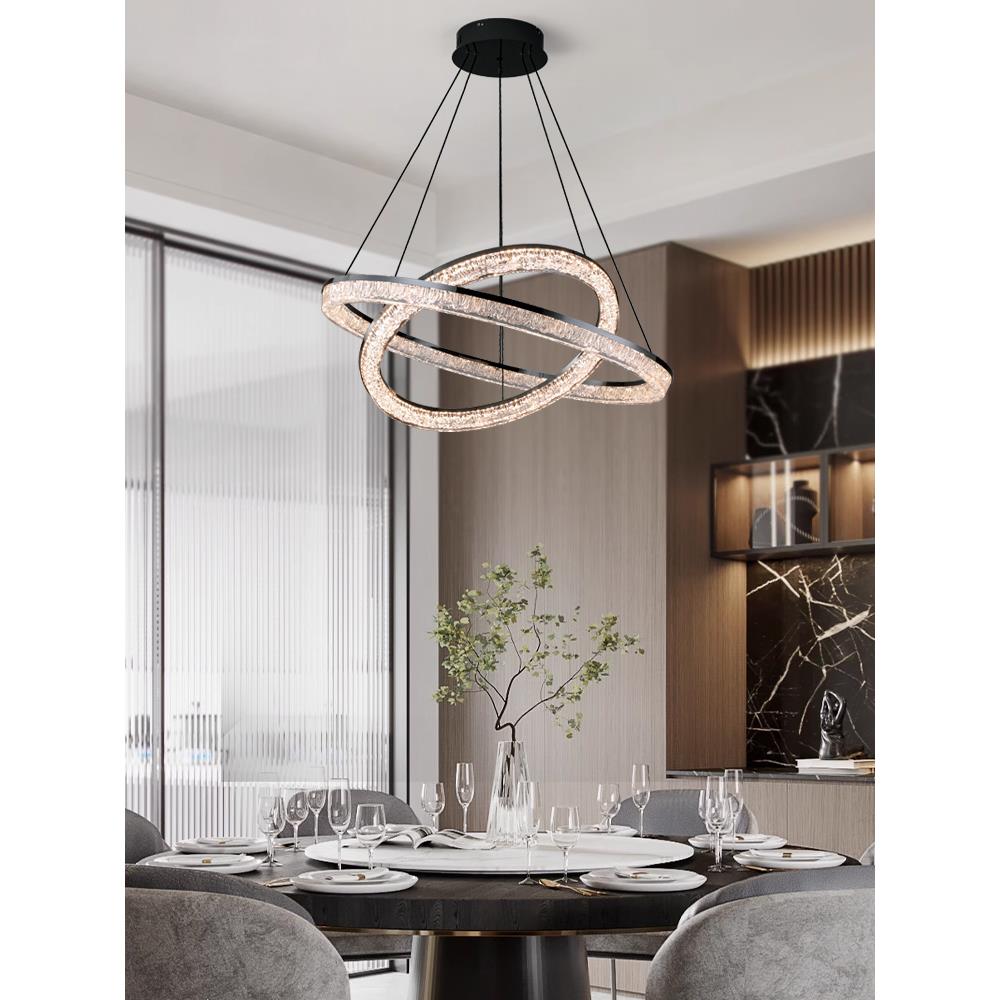 意式厅极简奢客灯吊轻灯现代简8590约餐厅高亮护眼大厅圆环主全光