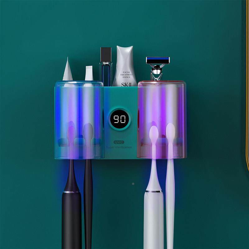 牙刷消毒器紫外线 线杀菌智能电动膏牙杯牙刷子免牙孔TRQ壁挂置架