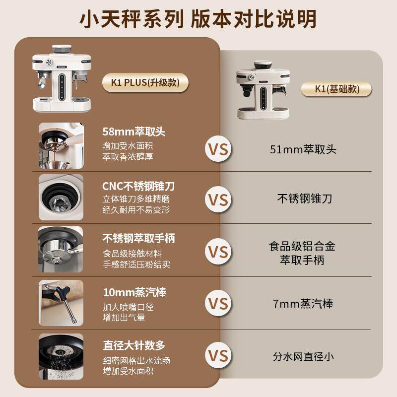 MOAIQ巧O摩K1小天动秤咖啡机意式半自家用 K1研磨一体咖啡机