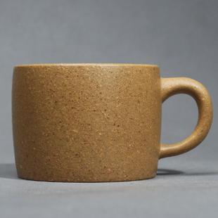 宜兴原矿紫砂口杯纯手工品茗杯主人杯黄降坡泥带把平底杯功夫茶杯
