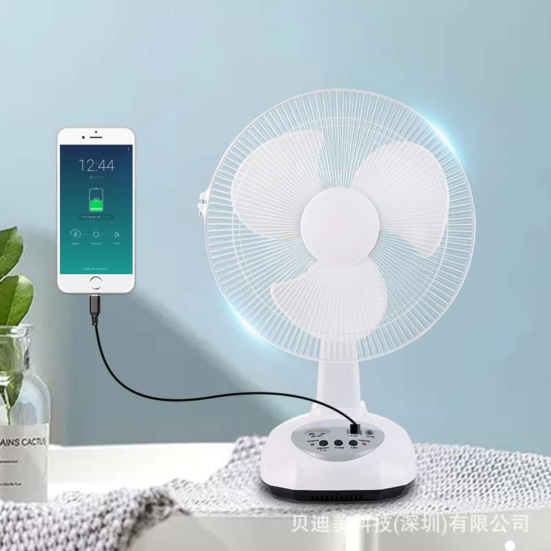 东南亚热销AC/DC太阳能充电摇头带灯台扇 rechargeable table fan