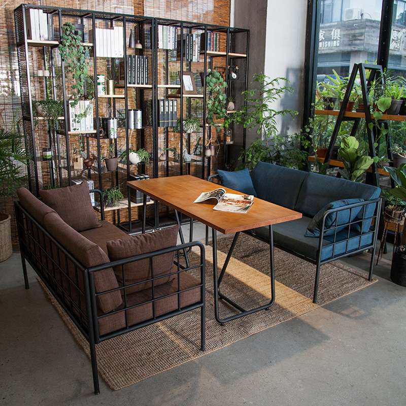 美式工业风酒吧工作室沙发奶茶店餐饮店西餐厅咖啡店复古桌椅沙发