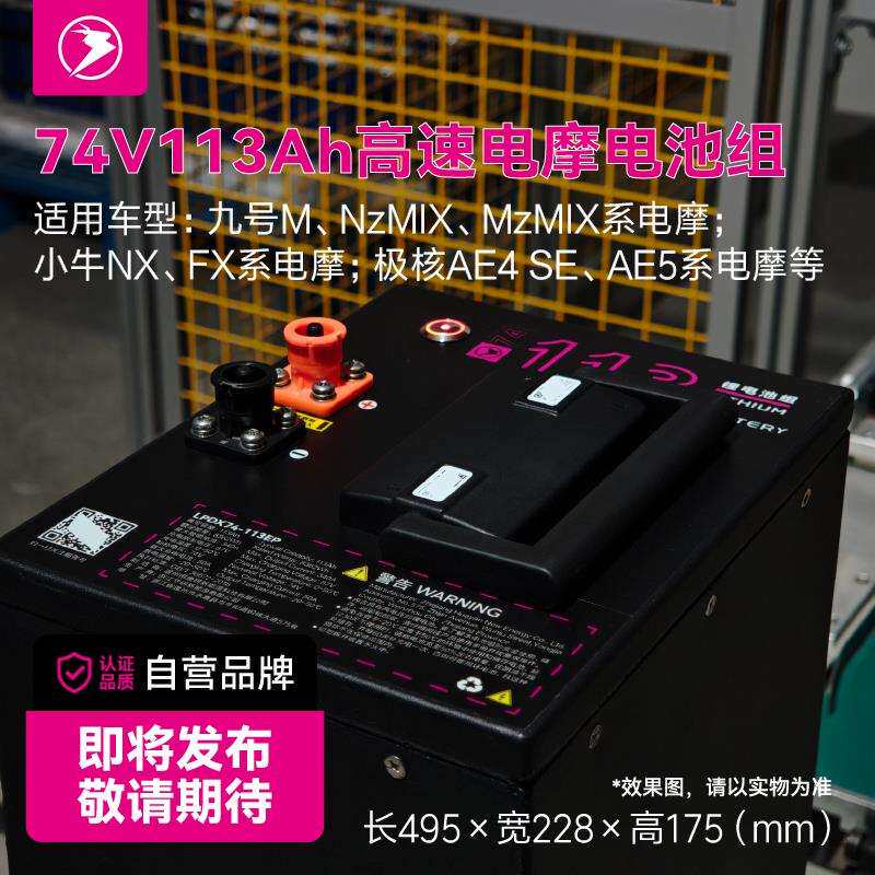 鹿研74V113Ah高速电摩动力锂离子电池组 九号小牛极核 30天后发货