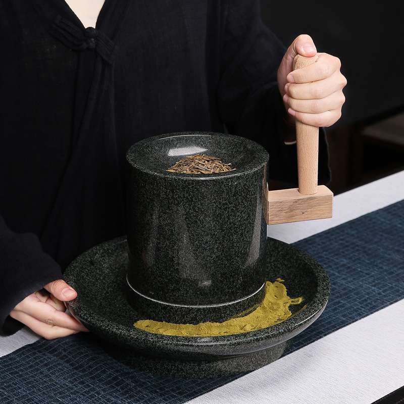 创意小型石墨研磨食材工具青石宋代茶粉抹茶高档家用手工捣杵器