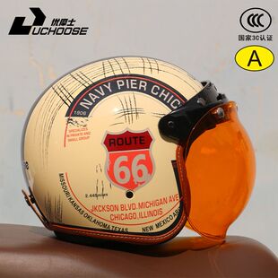 优摩士电动车头盔四季通用摩托车复古哈雷盔男女头盔夏盔轻便安全