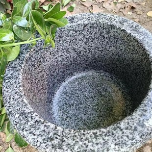 手工雕刻商用大号石臼捣蒜器辣椒捣碎器蒜臼子捣药罐研磨窝子