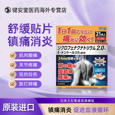 日本直邮 大石膏盛堂膏颈椎腰疼膏药腰痛跌打损伤止痛膏药贴 21片