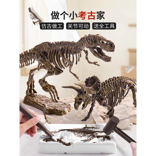 恐龙化石骨架模型教育手工DIY网红盲盒儿童考古发掘玩具男孩