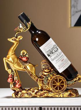 一鹿发财红酒架酒柜摆件创意高档客厅家居玄关电视柜办公室装饰品