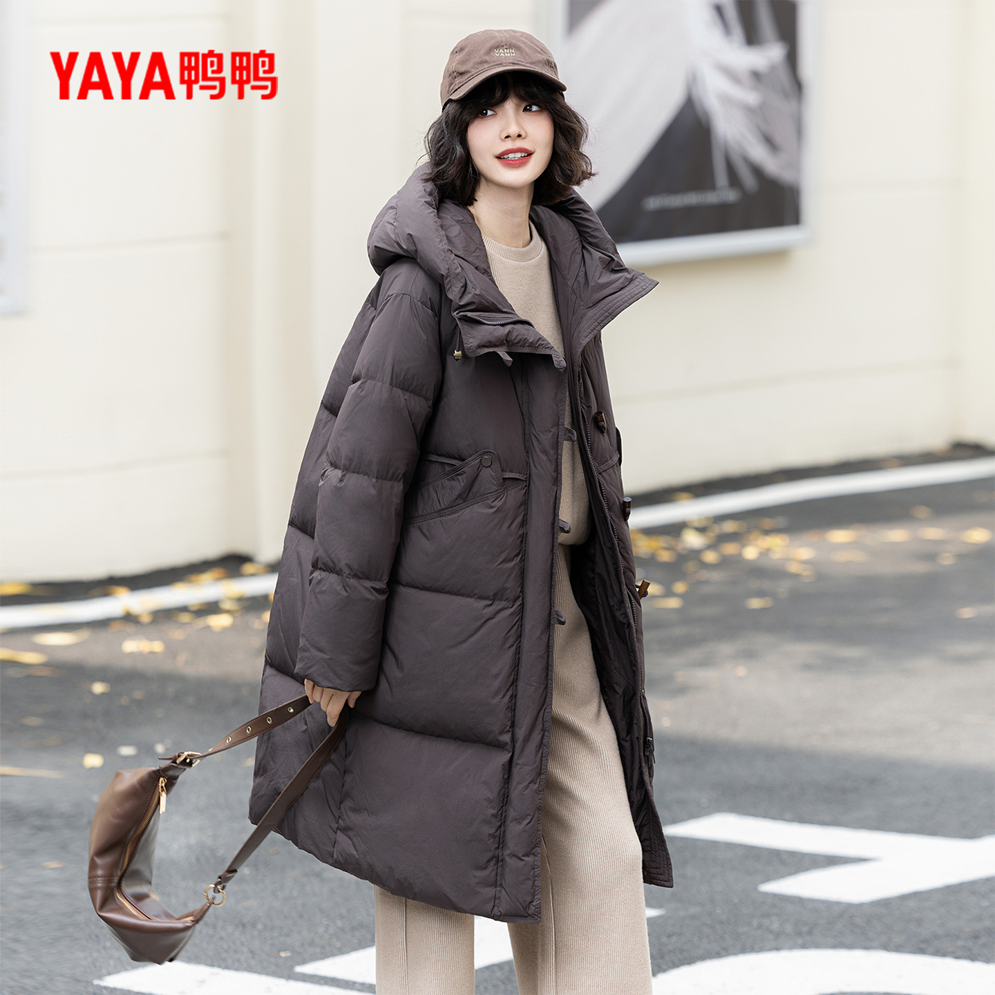 长款羽绒服YAYA鸭鸭2024冬季新款