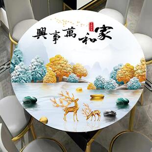 民族风轻奢免洗软胶垫 简约防水pvc圆形餐桌茶几水晶板软玻璃盖垫