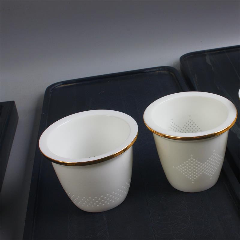 羊脂玉白瓷茶杯办公杯茶水分离陶瓷水杯内胆过滤茶渣玻璃花茶配件