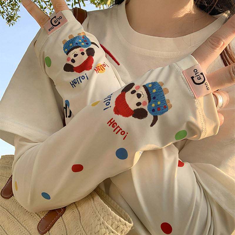 2026新款防晒冰袖女款可爱冰丝袖套女夏季遮阳防紫外线宽松骑行护