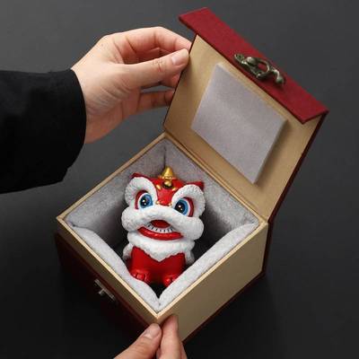 中国特色礼物送老外实用型国风红色喜庆醒狮摆件客户高级感工艺品