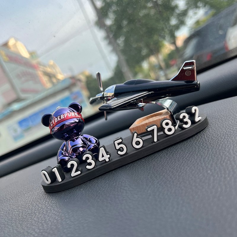 太阳能飞机临时停车号码牌高v级车载创意摆件男士挪车电话牌女可