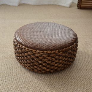 纯色坐墩打坐垫 藤编蒲团草编家用地上坐垫加厚圆形茶几榻榻米日式