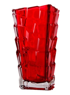 弗莱文茨水晶玻璃红色喜庆梯形方形欧式瓶家居瓶新年