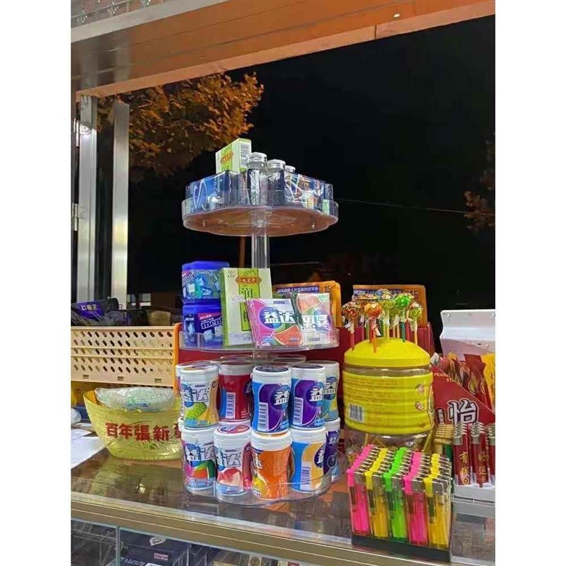 便利店旋转陈列架口香糖展示架超市旋转多层架子化妆品药店展示架
