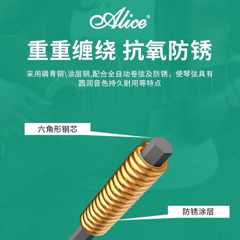 lice爱丽丝吉他琴弦W7 民谣木吉他弦装全一根