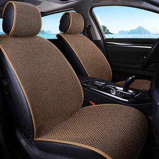 超薄汽车坐垫四季通用半包亚麻车用座椅垫免绑防滑通风透气春夏