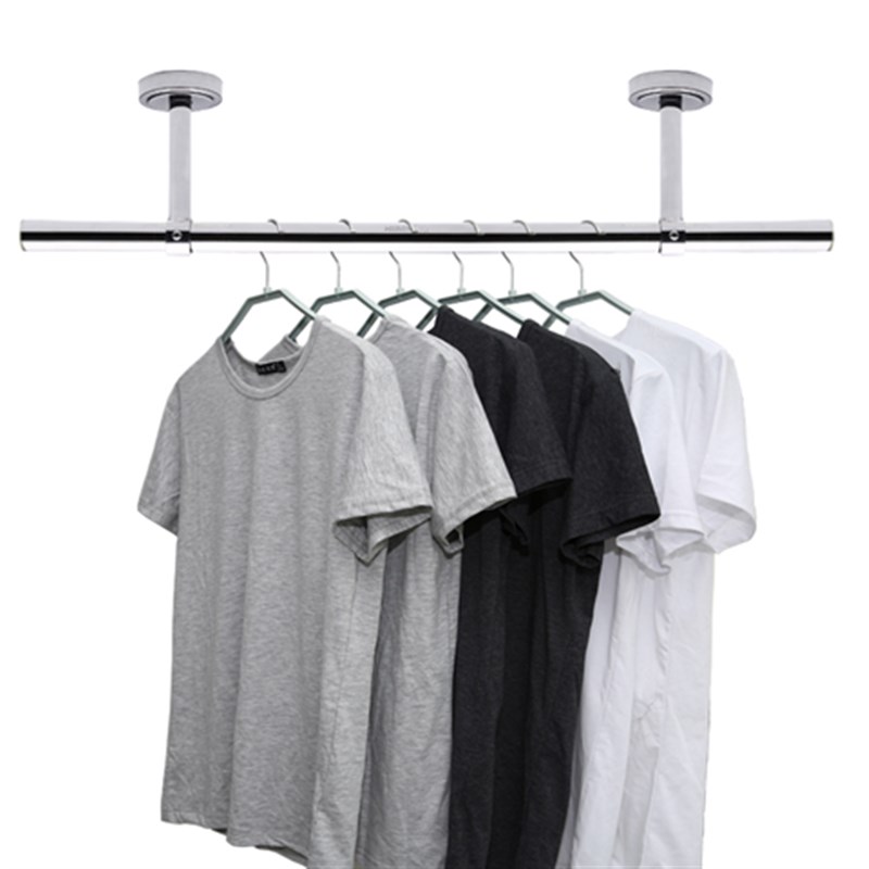 全0不锈钢2mm晾衣杆阳台顶装晾衣架单杆固定式挂凉衣杆晒衣架