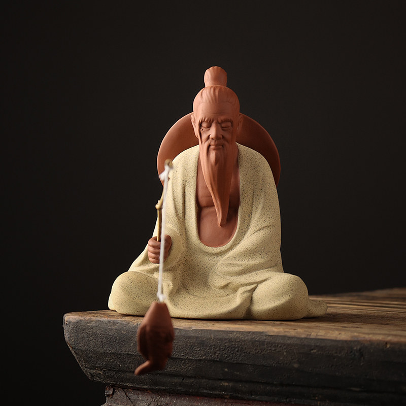 姜太公钓鱼钓鱼翁人物陶瓷假山鱼缸流水器盆景造景微景观,家居饰品,装饰摆件,淘宝优惠券,粉丝福利购,淘宝优惠卷