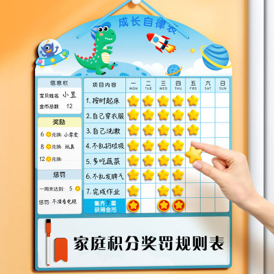 家庭积分奖罚规则表习惯养成小学生儿童成长自律表奖励墙贴纸好习