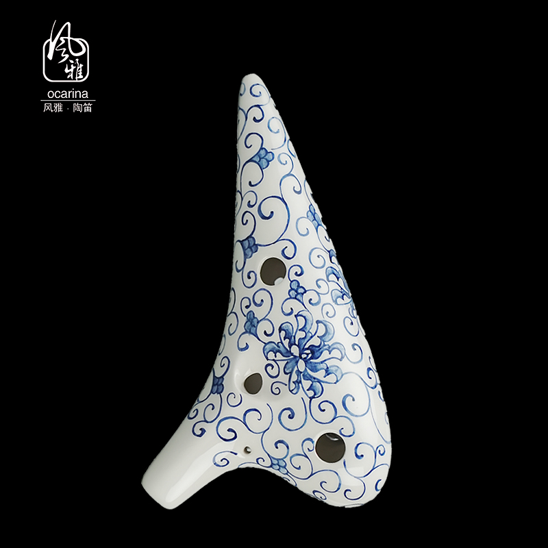风雅陶笛孔中音C调青花瓷陶笛十二孔C G F C G F C件