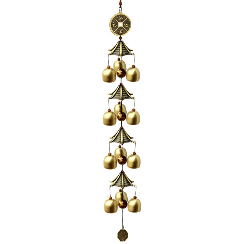 层铃铛铜风铃挂饰门饰中式家居店铺创意金属挂件声音脆响亮